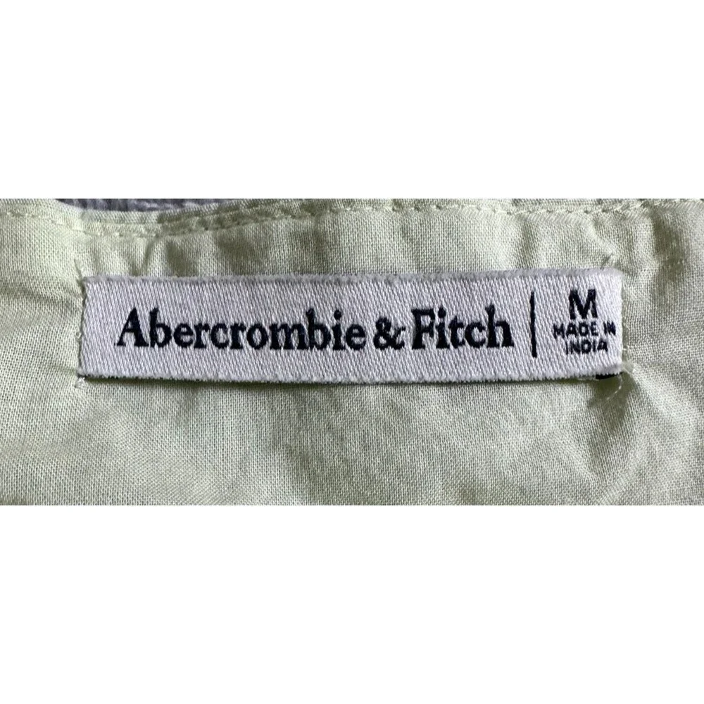 Abercrombie & Fitch Puff Sleeve Square Neck Tie Back Babydoll Top M Green Y2K